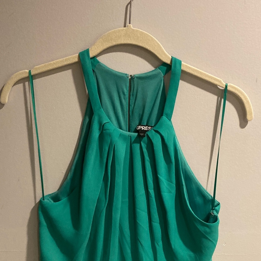 Express Turquoise Pleated Halter Top
